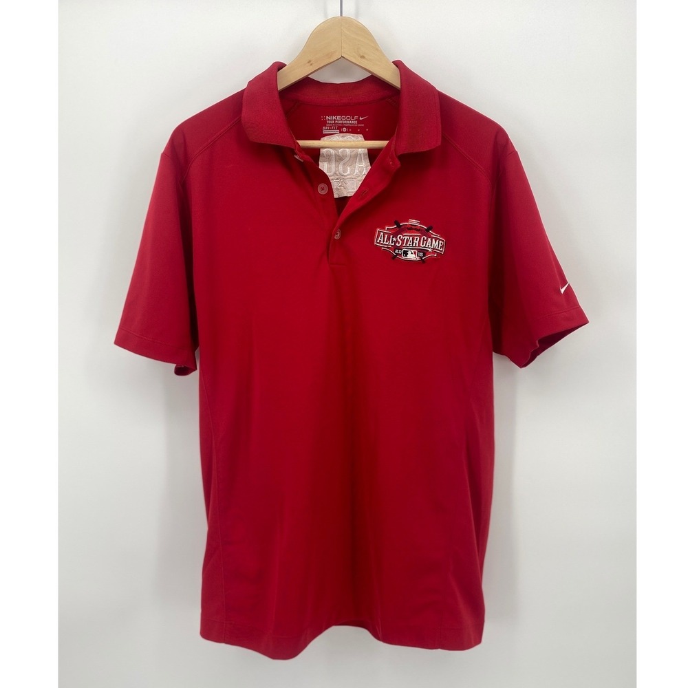 Nike Golf 2015 MLB All-Star Game ASG Polo Shirt Mens M Red Cincinnati Dri-FIT